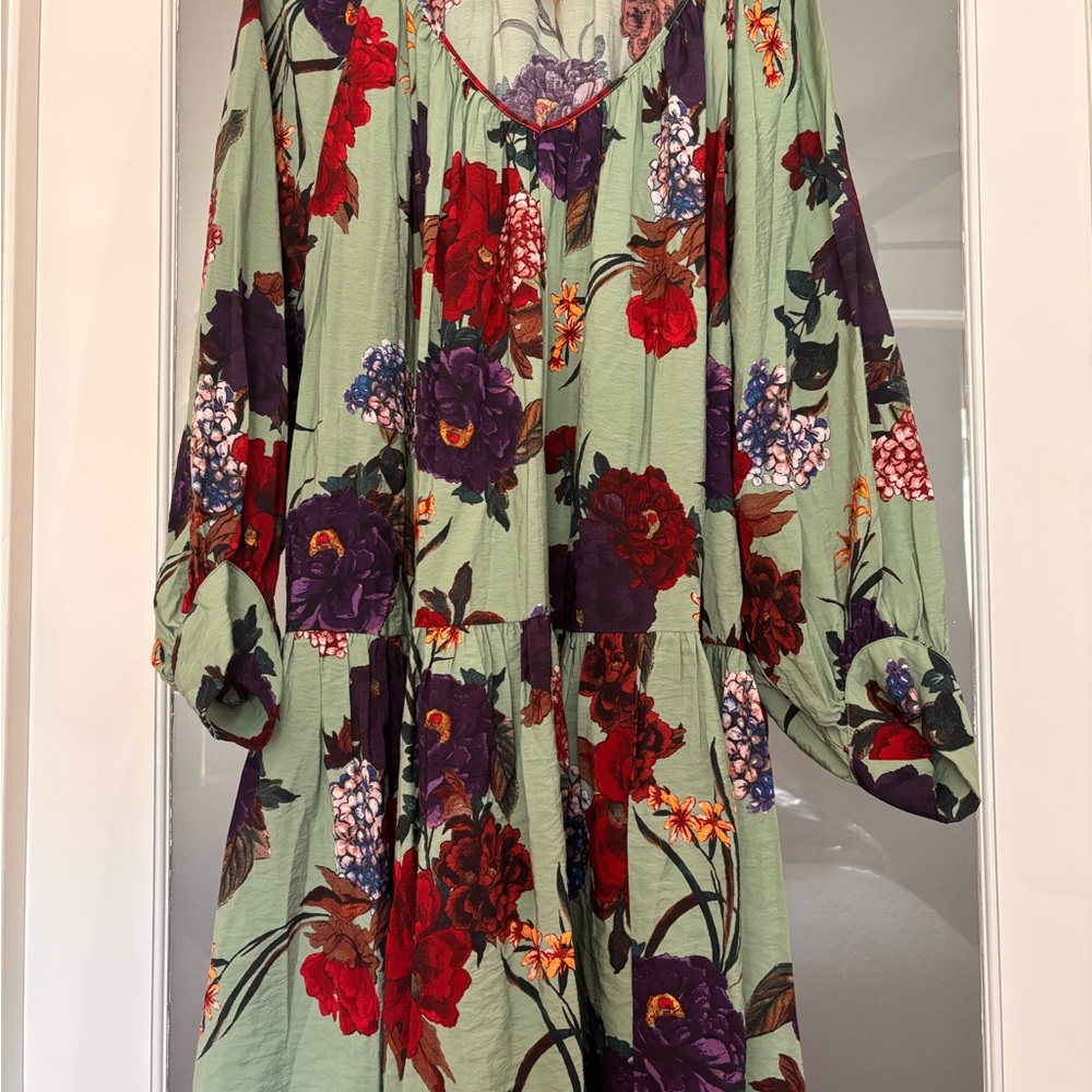 H&M Floral Long Sleeve Dress - Green, Red, Purple